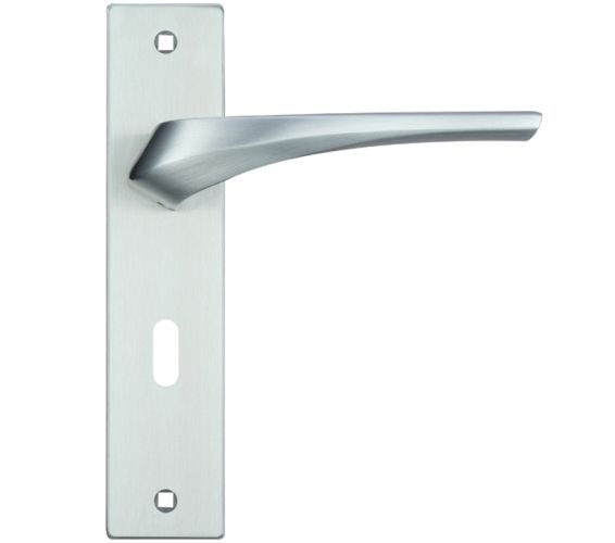 Aries Door Handles On Backplate, Satin Chrome (sold in pairs)