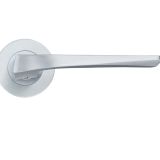 Lyra Lever On Round Rose, Satin Chrome (sold in pairs)