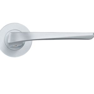 Lyra Lever On Round Rose, Satin Chrome (sold in pairs)