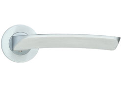 Aquila Lever On Round Rose, Satin Chrome (sold in pairs)