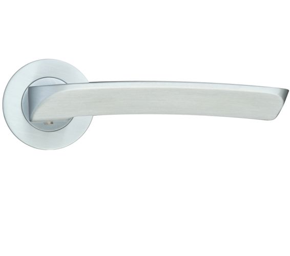 Aquila Lever On Round Rose, Satin Chrome (sold in pairs)