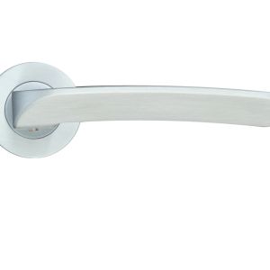 Aquila Lever On Round Rose, Satin Chrome (sold in pairs)
