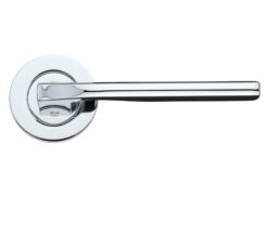 Vela Lever On Round Rose, Polished Chrome (sold in pairs)