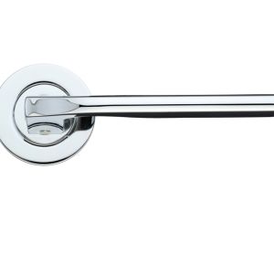 Vela Lever On Round Rose, Polished Chrome (sold in pairs)
