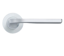 Vela Lever On Round Rose, Satin Chrome (sold in pairs)