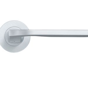 Vela Lever On Round Rose, Satin Chrome (sold in pairs)