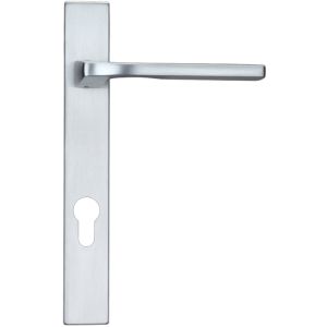 Vela Euro Lock Multi Point Door Handles On Narrow 220mm Backplate, Satin Chrome (sold in pairs)
