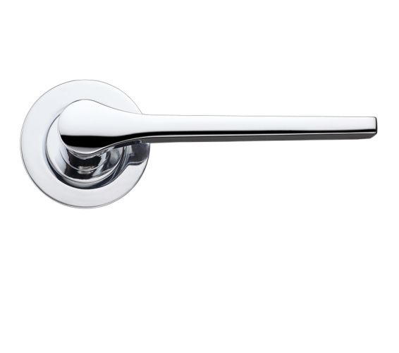 Draco Lever On Round Rose, Polished Chrome (sold in pairs)