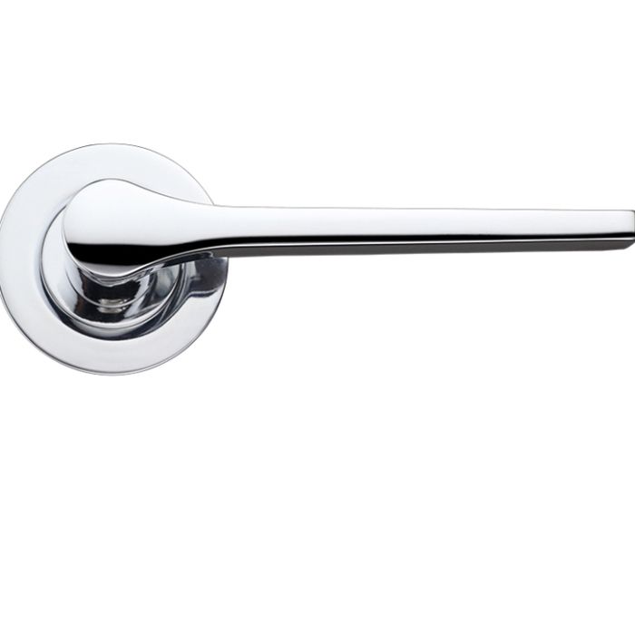 Draco Lever On Round Rose, Polished Chrome (sold in pairs)