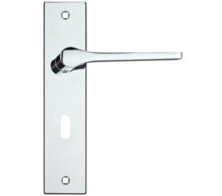 Draco Door Handles On Backplate, Polished Chrome (sold in pairs)