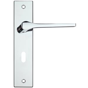 Draco Door Handles On Backplate, Polished Chrome (sold in pairs)