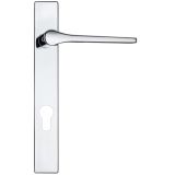 Draco Euro Lock Multi Point Door Handles On Narrow 220mm Backplate, Polished Chrome  (sold in pairs)