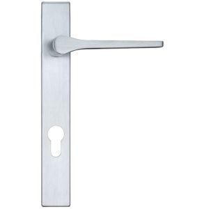 Draco Euro Lock Multi Point Door Handles On Narrow 220mm Backplate, Satin Chrome (sold in pairs)