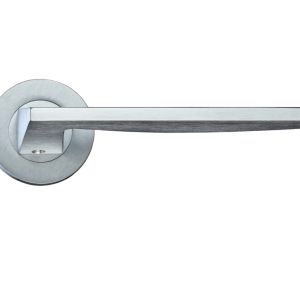 Pavo Lever On Round Rose, Satin Chrome (sold in pairs)