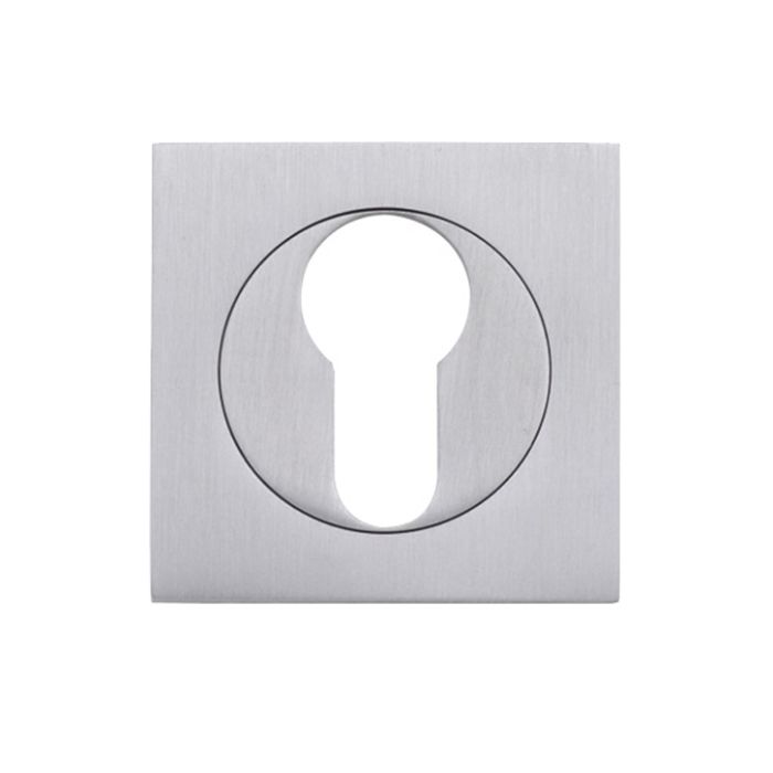 Square Euro Profile Escutcheon, Satin Chrome