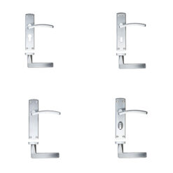 Toledo Contract Door Handles On Backplate, Satin Chrome (sold in pairs)