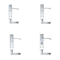 Toledo Contract Door Handles On Backplate, Satin Chrome (sold in pairs)