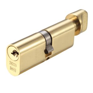 Precision Oval Profile 5 Pin Cylinder & Turns (60mm, 70mm OR 80mm), Polished Brass