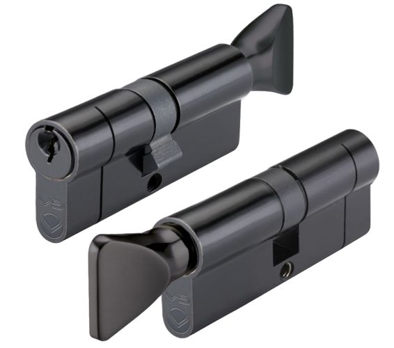 Precision Euro Profile Cylinder & Turn (Various Sizes), Black