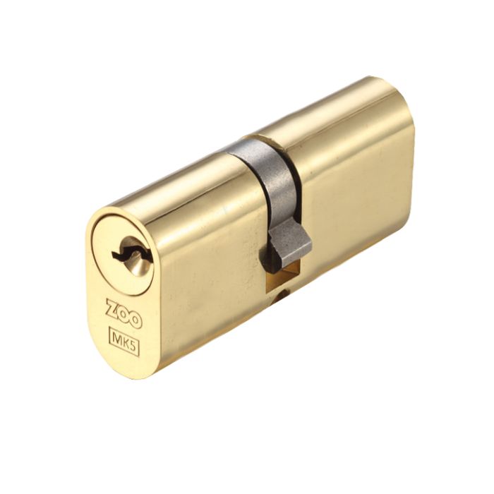 Precision Oval Profile 5 Pin Double Cylinders (60mm, 70mm OR 80mm), Polished Brass