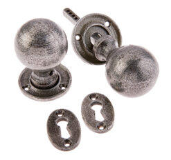 Jedo Collection Valley Forge Round Mortice Door Knob (73mm x 53mm), Pewter Patina (Sold In Pairs)