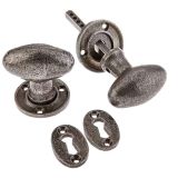 Jedo Collection Valley Forge Oval Mortice Door Knobs (65mm x 61mm), Pewter Patina (Sold In Pairs)
