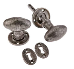 Jedo Collection Valley Forge Oval Mortice Door Knobs (65mm x 61mm), Pewter Patina (Sold In Pairs)