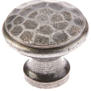 Jedo Collection Valley Forge Hammered Cabinet Knob (20mm, 30mm OR 40mm), Pewter Patina