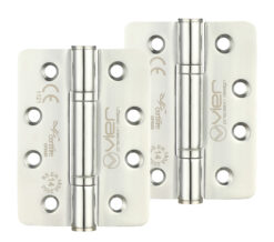Precision 4 Inch Grade 14 High Performance Radius Edge Hinge, Polished Stainless Steel  (sold in pairs)