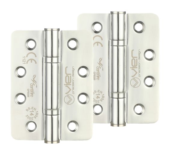 Precision 4 Inch Grade 14 High Performance Radius Edge Hinge, Polished Stainless Steel  (sold in pairs)