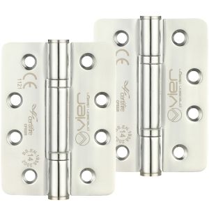 Precision 4 Inch Grade 14 High Performance Radius Edge Hinge, Polished Stainless Steel  (sold in pairs)