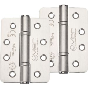 Precision 4 Inch Grade 14 High Performance Radius Edge Hinge, Satin Stainless Steel  (sold in pairs)