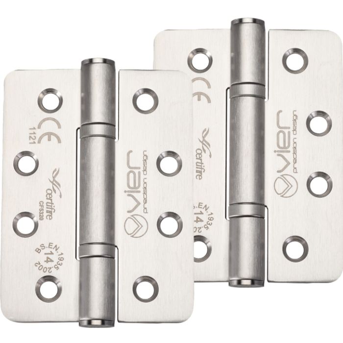 Precision 4 Inch Grade 14 High Performance Radius Edge Hinge, Satin Stainless Steel  (sold in pairs)