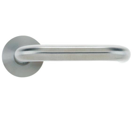 RTD Lever On Round Rose, Satin Stainless Steel  (sold in pairs)