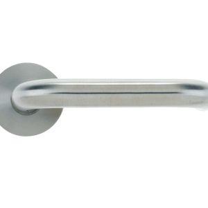 RTD Lever On Round Rose, Satin Stainless Steel  (sold in pairs)