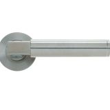 Hardware   Berlin Designer Lever On Round Rose, Satin Stainless Steel  (sold in pairs)