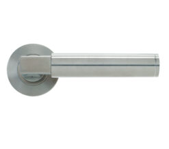 Hardware   Berlin Designer Lever On Round Rose, Satin Stainless Steel  (sold in pairs)