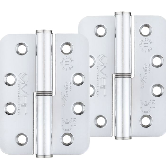 Precision 4 Inch Grade 11 Radius Edge Lift-Off Hinge, Polished Chrome (sold in pairs)