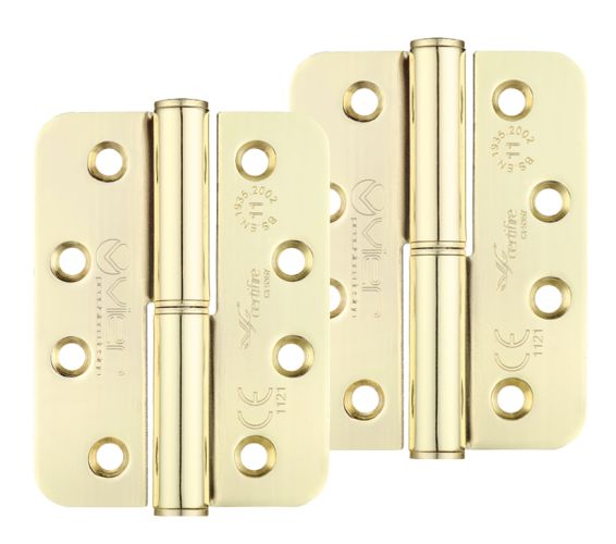 Precision 4 Inch Grade 11 Radius Edge Lift-Off Hinge, Electro Brass  (sold in pairs)