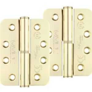 Precision 4 Inch Grade 11 Radius Edge Lift-Off Hinge, Electro Brass  (sold in pairs)