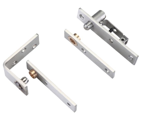 Square Pivot Hinge Set, Satin Stainless Steel (sold in pairs)