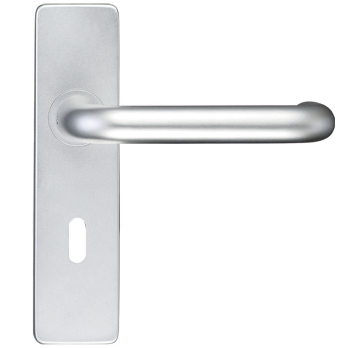 Architectural Return To Door Lever On Backplate, Satin Aluminium (sold in pairs)