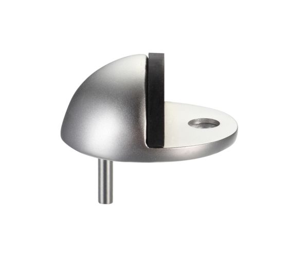 Architectural Aluminium Floor Mounted Oval Door Stop, Satin Aluminium