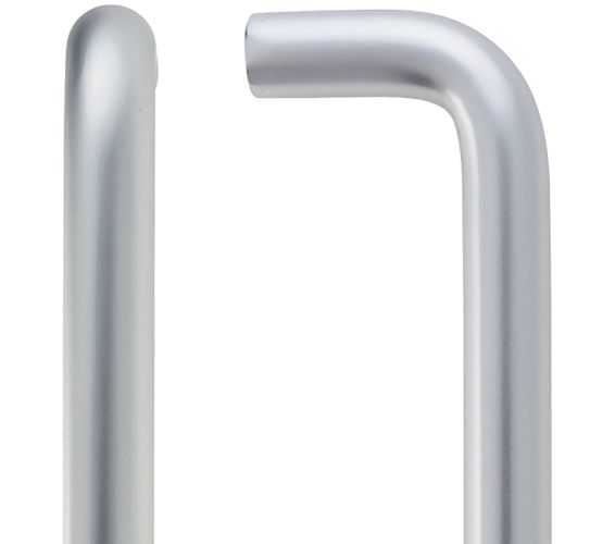 Architectural Aluminium D Pull Handles (19mm or 22mm Bar Diameter), Satin Aluminium