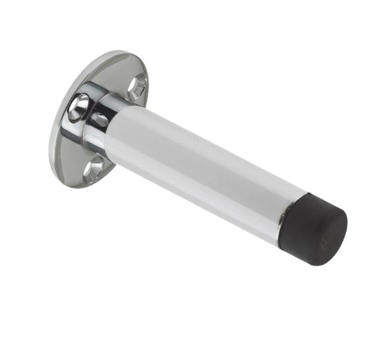 Cylinder Door Stop With Rose (76mm), Polished Chrome