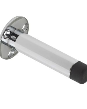 Cylinder Door Stop With Rose (76mm), Polished Chrome