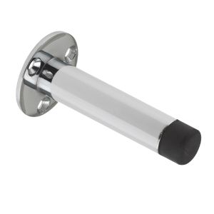 Cylinder Door Stop With Rose (76mm), Polished Chrome