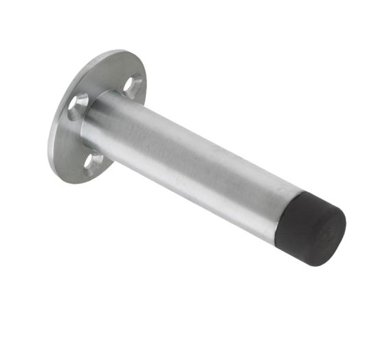 Cylinder Door Stop With Rose (76mm), Satin Chrome