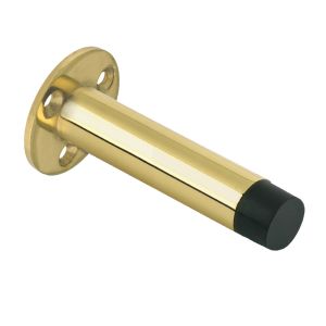 Cylinder Door Stop With Rose (76mm), Polished Brass