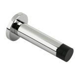 Cylinder Door Stop With Rose (70mm), Polished Chrome
